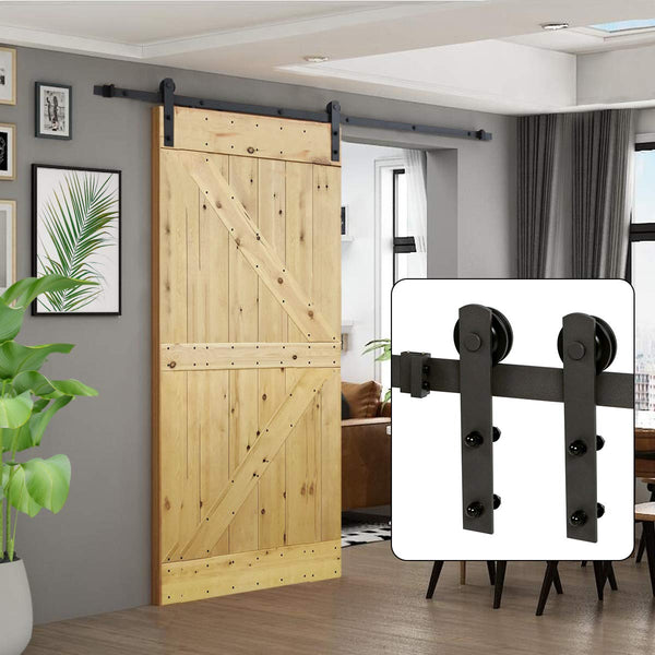 Heavy Duty Sliding Barn Door Hardware Kit Single Door Sliding Track Kit I Shape 5-12 FT
