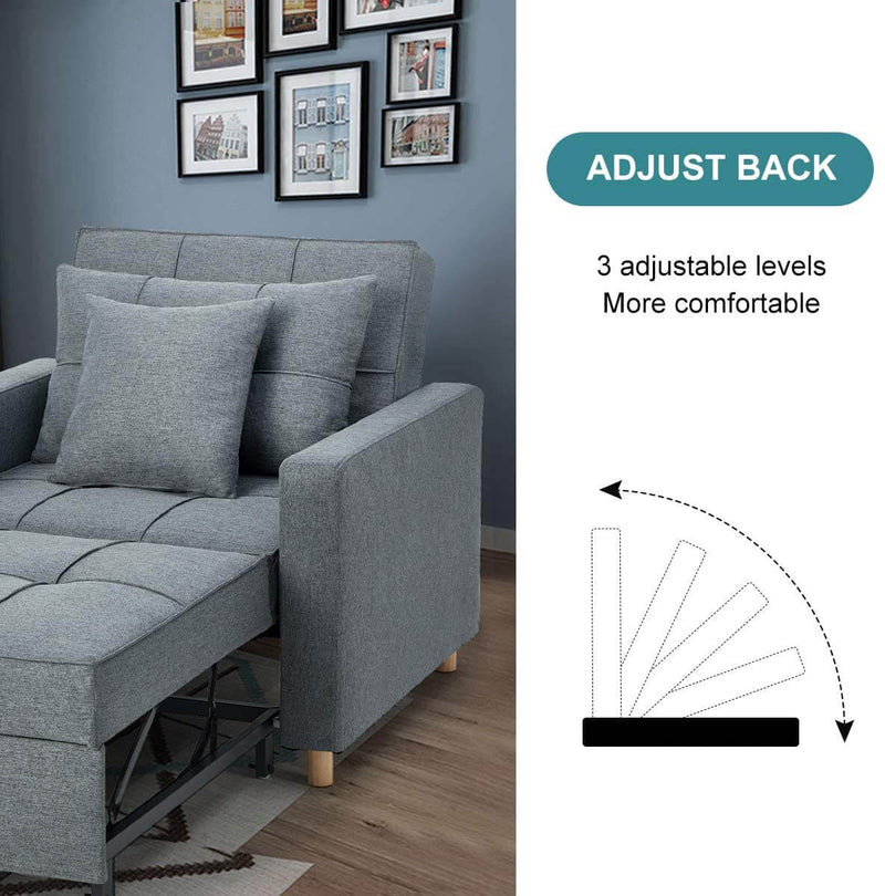 Sofa Bed 3-in-1 Convertible Chair Multi-Functional Adjustable Recliner, Sofa, Bed, Modern Linen Fabric, Dark Gray