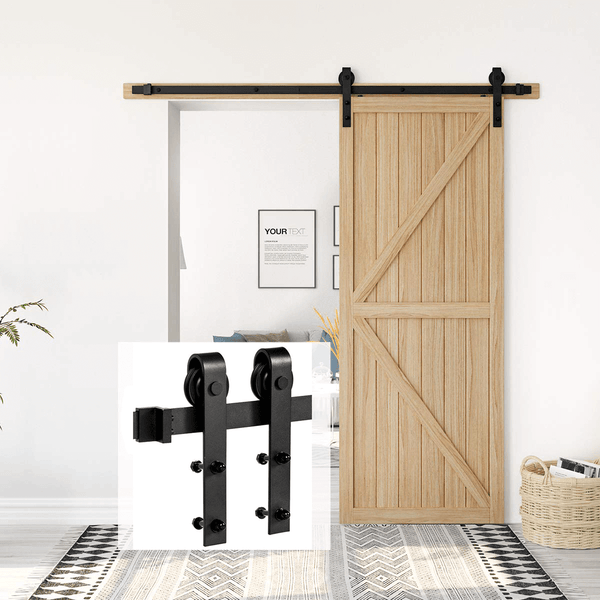 6 ft J Shape Hanger Sliding Barn Door Hardware Carbon Steel Single Barn Door Hardware Kit