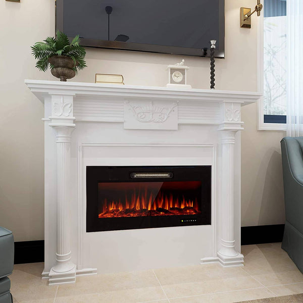 36" Recessed Mounted Electric Fireplace with Timer & Auto-shutoff, 750/1500W