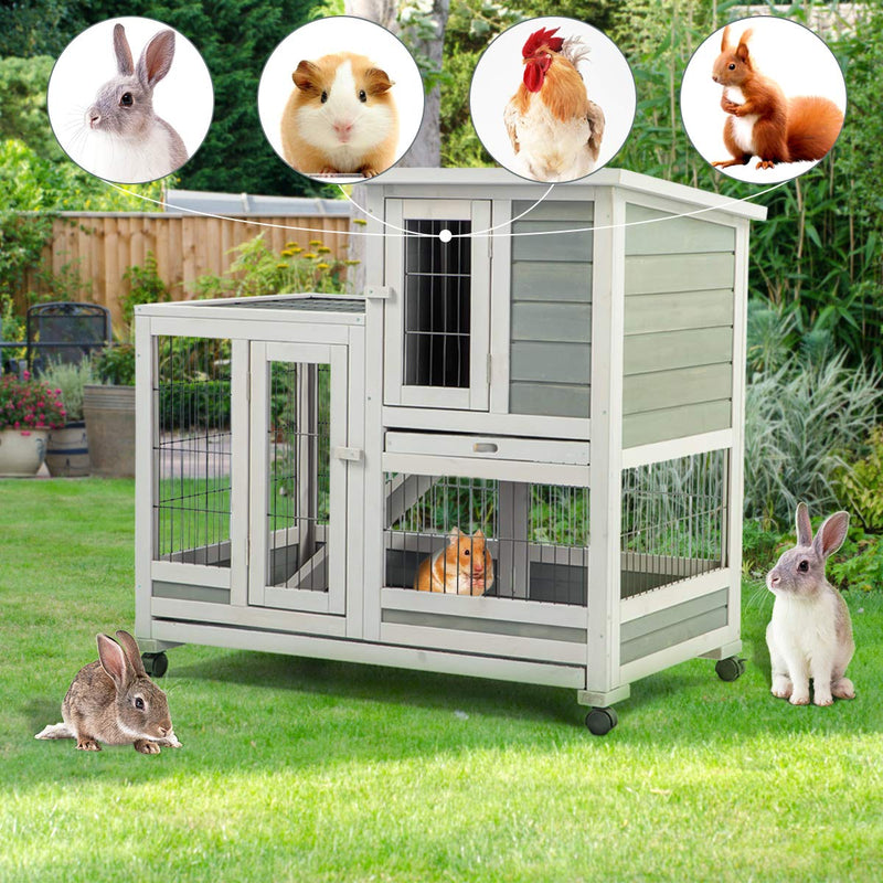 Rabbit Hutch Pet House for Small Animals Indoor & Outdoor (37 inches)