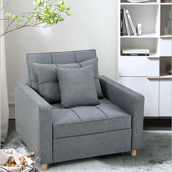 Sofa Bed 3-in-1 Convertible Chair Multi-Functional Adjustable Recliner, Sofa, Bed, Modern Linen Fabric, Dark Gray