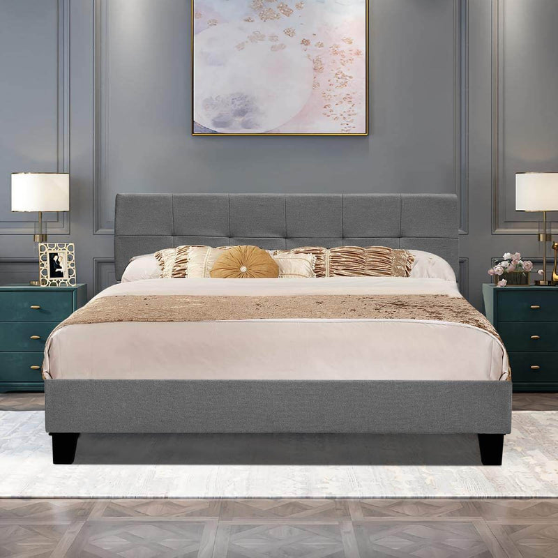 Platform Bed Frame, Full Size Linen Fabric Bed Frame with Wood Slats Support, Upholstered Platform Bed Mattress Foundation,Easy Assembly (Full Size/Dark Gray)