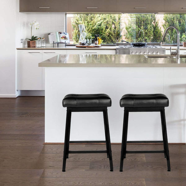 24 inches Counter Height Bar Stools Set of 2  with Faux Leather Cushion
