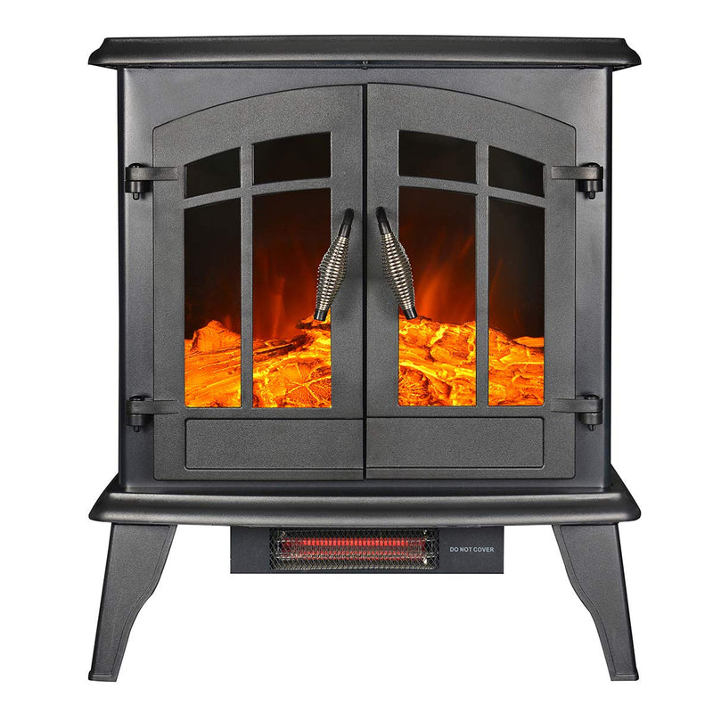 23" Electric Stove 3-Sided Open Design for Full View,Electric Fireplace with Dimmer Temperature Control