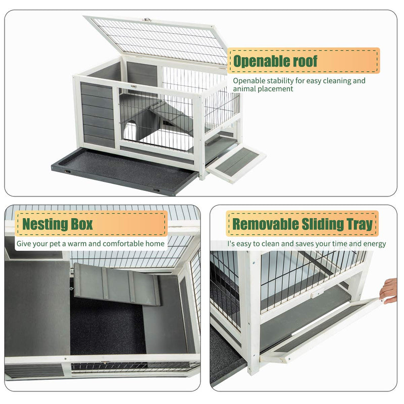 Pet House for Small Animals Indoor & Outdoor No Leak Trays & Ladder (35.4 inches)