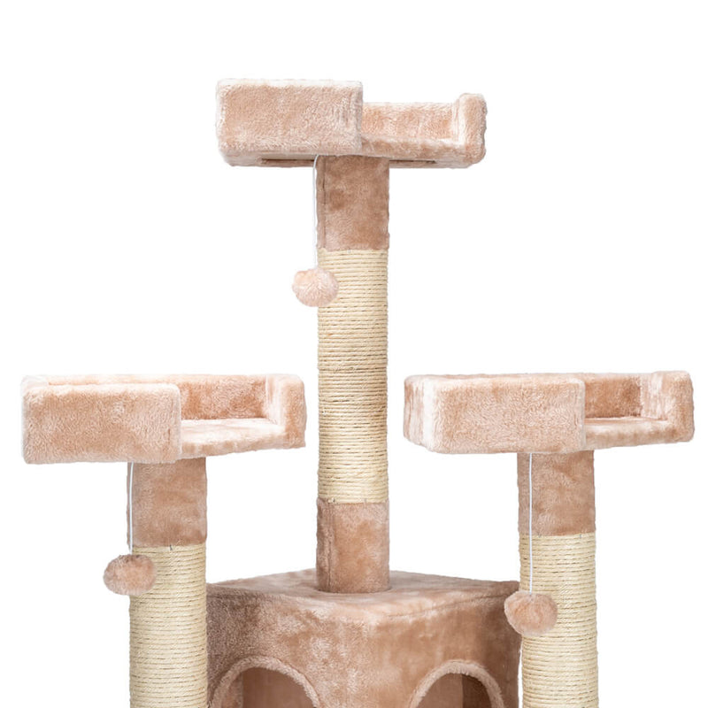 Sisal Hemp Cat Tree Tower Condo Furniture Scratch Post Pet House Play Kitten with Cozy Perches Beige 66 inches