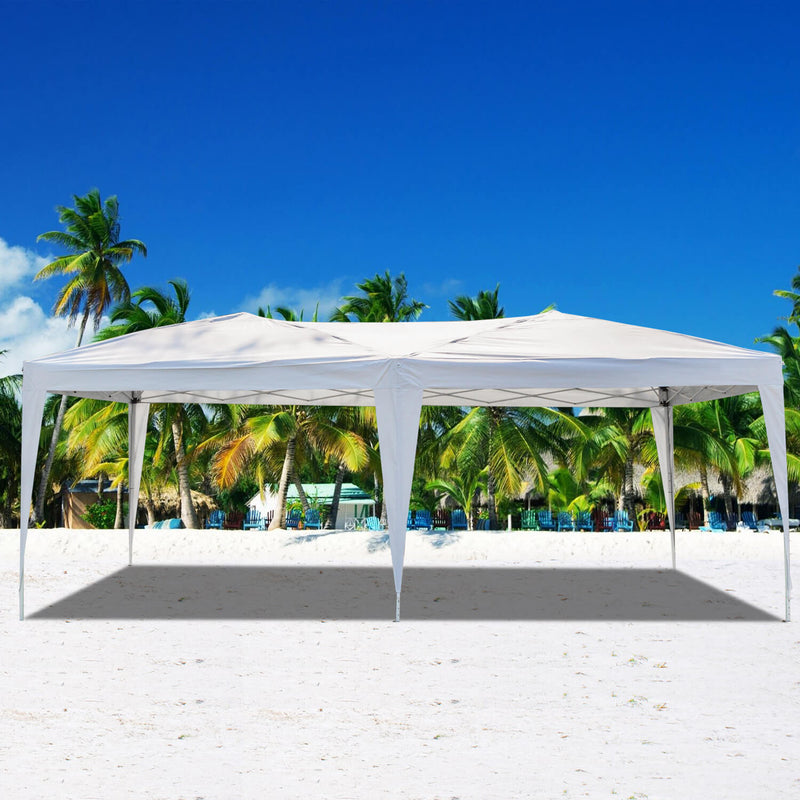 Waterproof Foldable Canopy Tent with Carry Bag 6 Sides 4 Windows White 10 x 20 ft