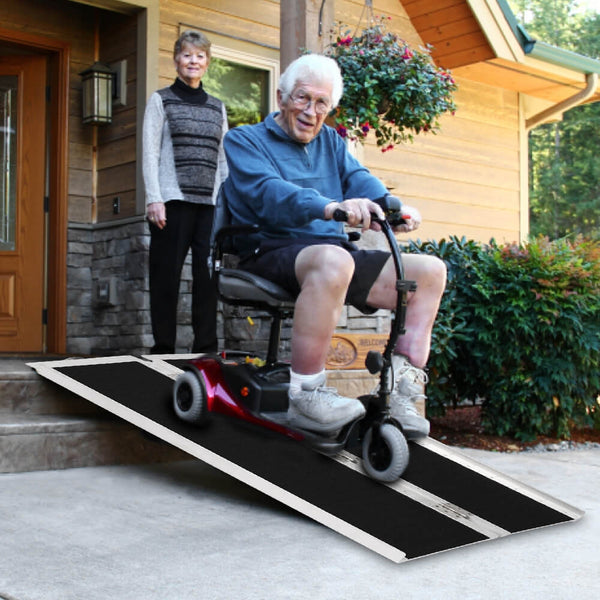 4FT Two-section Non-Skid Folding Lightweight Aluminum Alloy Wheelchair Scooter Mobility Ramps 4FT Two-section