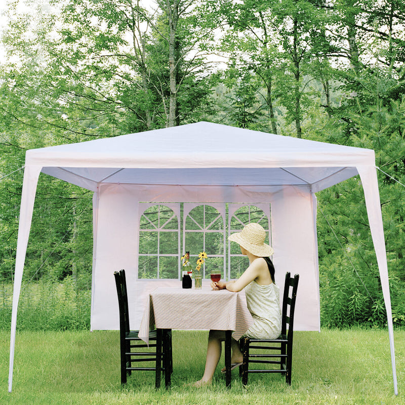 Portable Waterproof Canopy Tent Four Sides with Spiral Tubes White, 10 x 10 ft