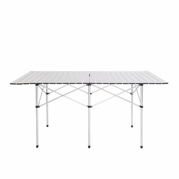 Portable Aluminum Folding Table Lightweight Outdoor Roll-Up Camping Picnic Table with Storage Bag, 55'' x 28'' x 8'', Silver