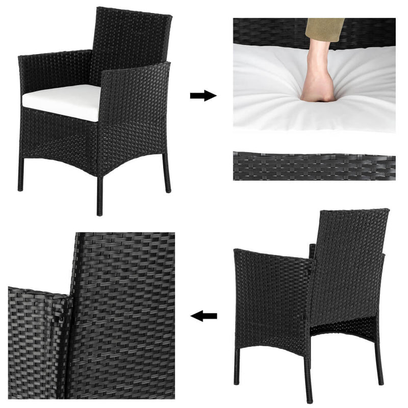 4 Pieces Outdoor Conversation Set Patio Dining Set Rattan Sofa Set Black