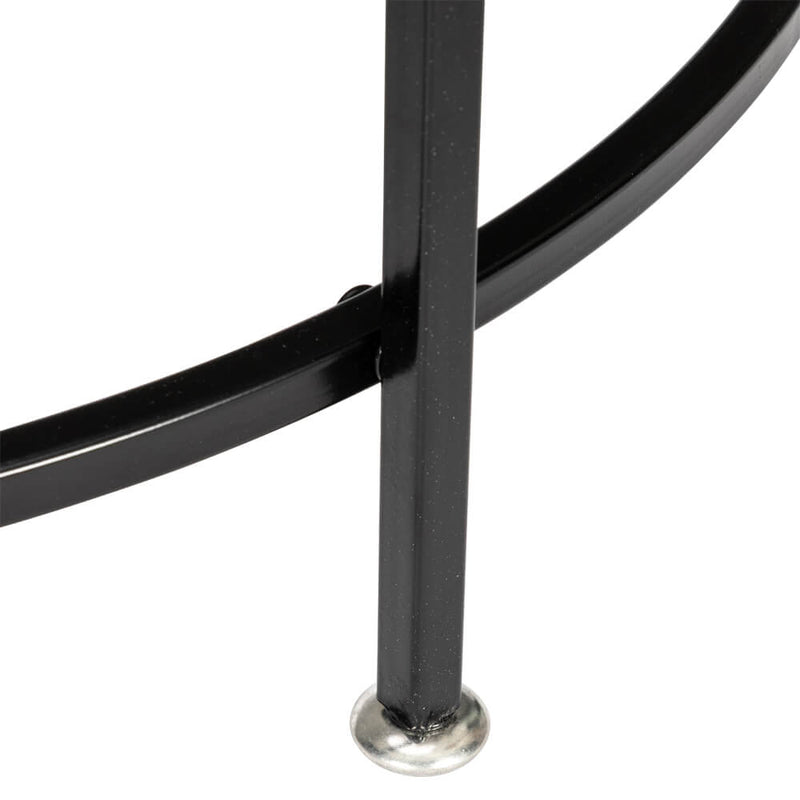 Round Wrought Iron Coffee Table 2 Layers Tempered Glass Countertops Black 27 Inches