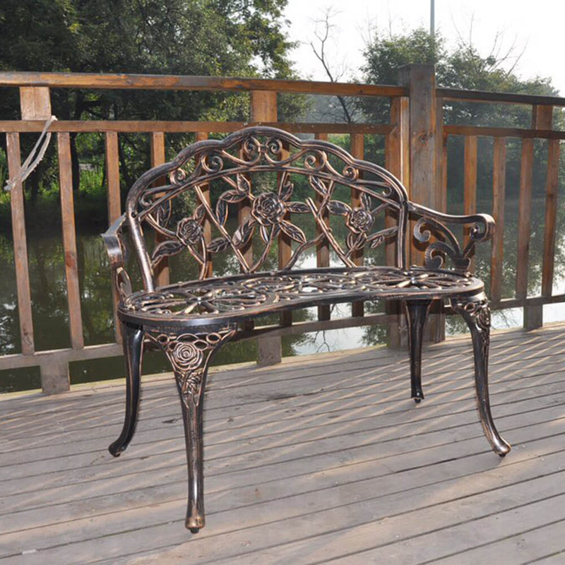 2-Seat Aluminum Outdoor Park Leisure Rose Chair 38 inches, Courtyard Decoration Bench