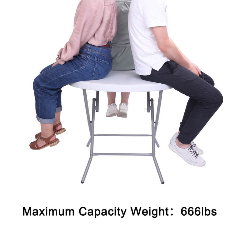 32 inches Round Folding Table Outdoor Folding Utility Table White