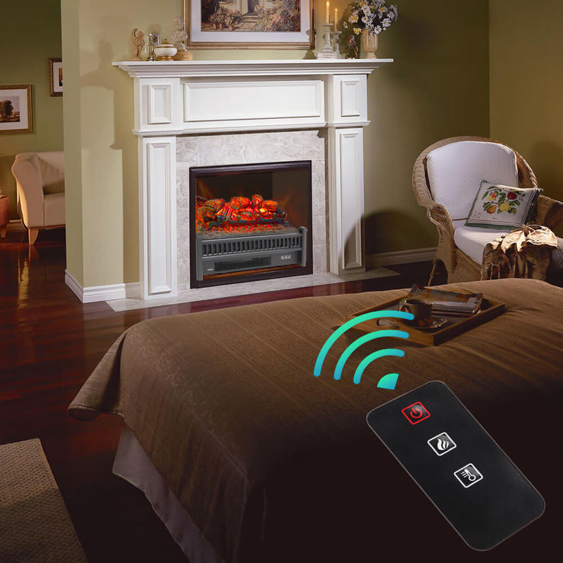 Fake Wood Without Frame Embedded 1400W Single Color Heating Wire With Small Remote Control Black 23 Inches
