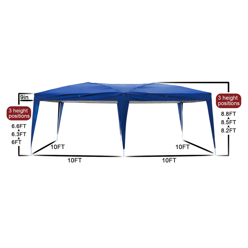 Homhum 10 x 20 ft Waterproof Folding Canopy Tent with Four Windows, Blue