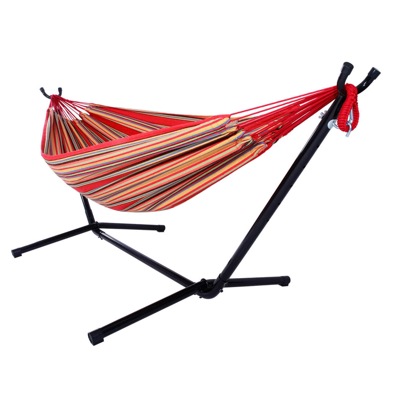 Portable Outdoor Polyester Hammock Set in Red
