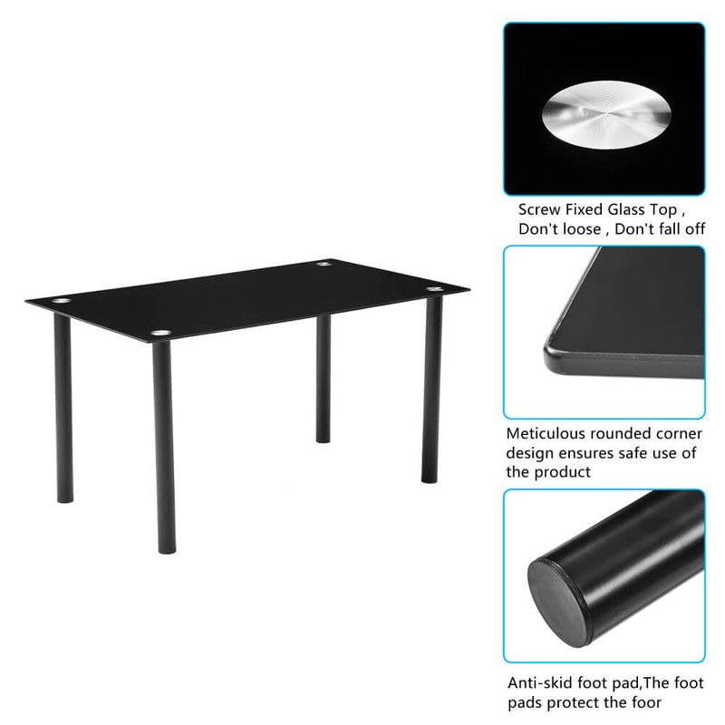120*70*75CM DA154 Simple Round Tube Table Leg Table Black