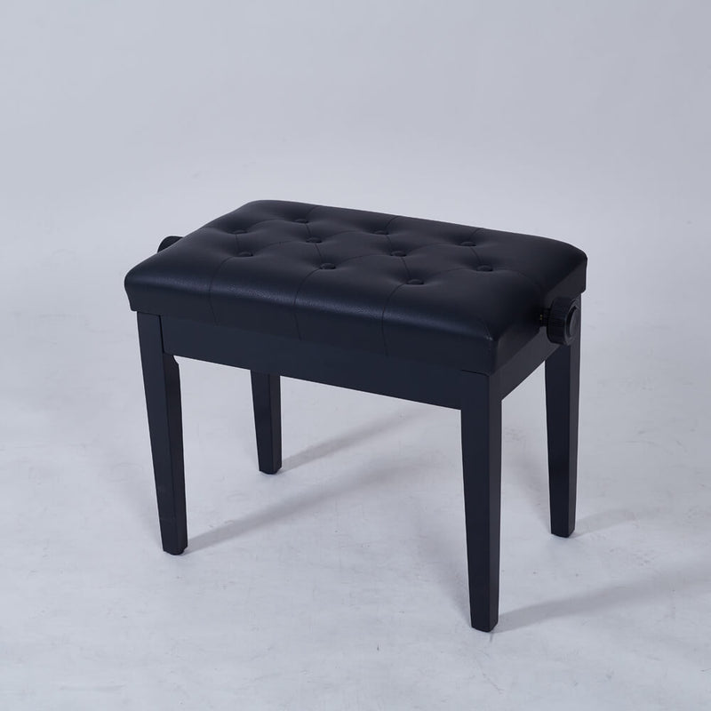 22'' Genuine Leather Piano Bench, Adjustable Artist Concert Piano Bench Stool, Black