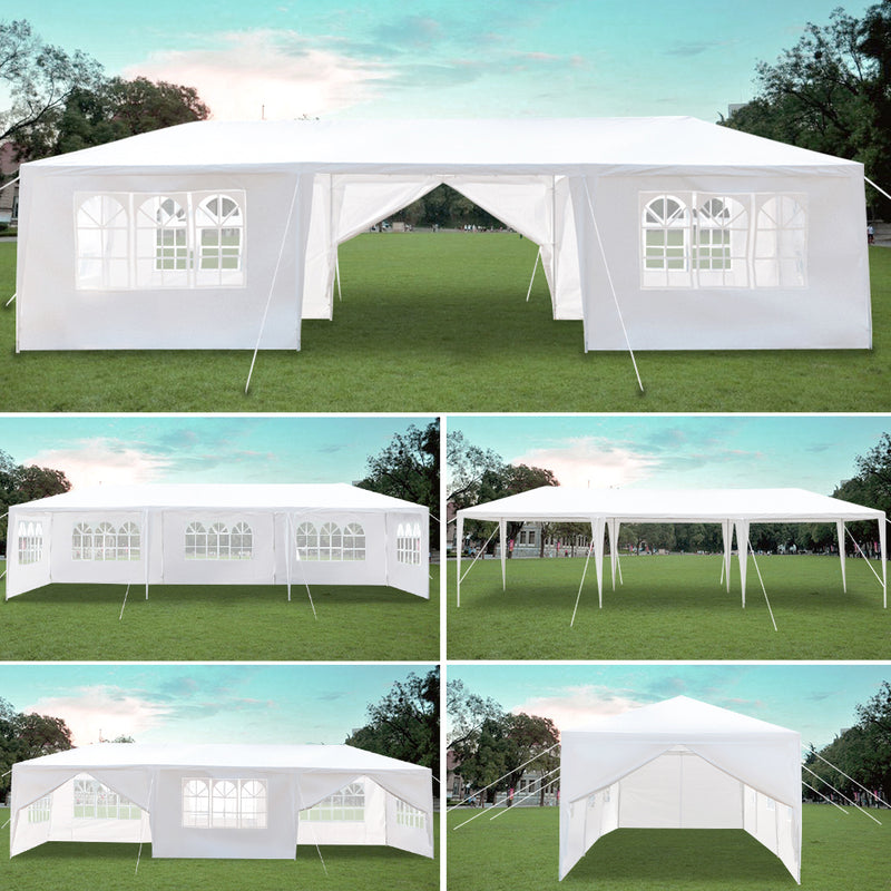 Homhum Foldable Part Canopy Tent 8 Sides with Spiral Tubes 10 x 30 ft, White