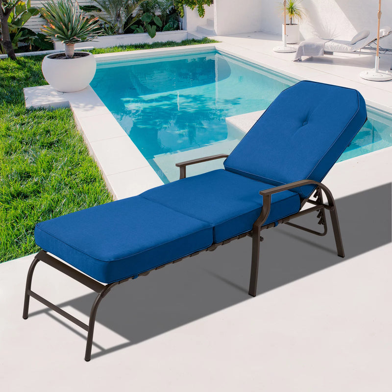 Outdoor Chaise Lounge Chair for Patio- Navy Blue