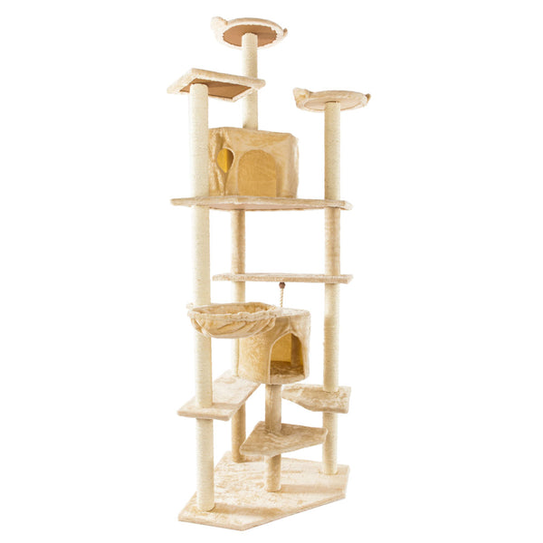 Solid Cute Sisal Rope Plush Cat Climb Tree Cat Tower, 80 inches
