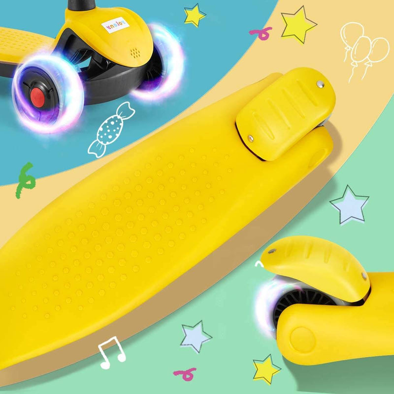 Scooter for Kids, LED Light-up Scooter, Kids Scooter with 3 Wheel LED Lights Yellow
