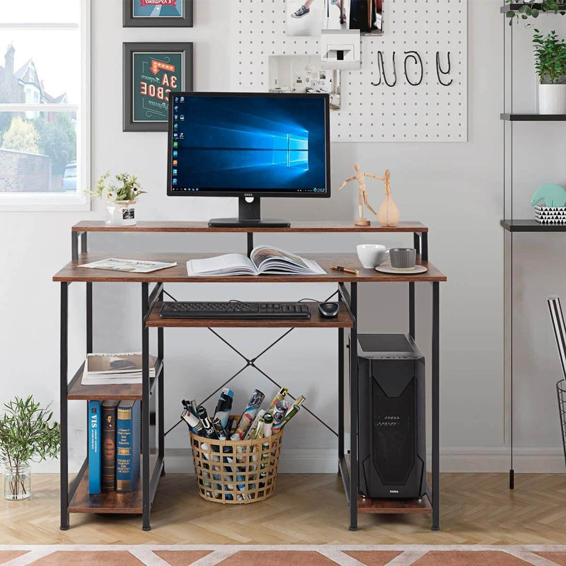 47inch Computer Desk,Modern Home Office Desks with Open Storage Shelves