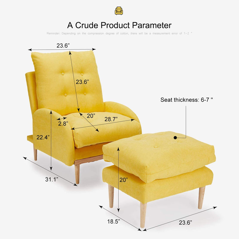 Sofa Chair with Ottoman Fabric Lounge Recliner Adjustable Backrest