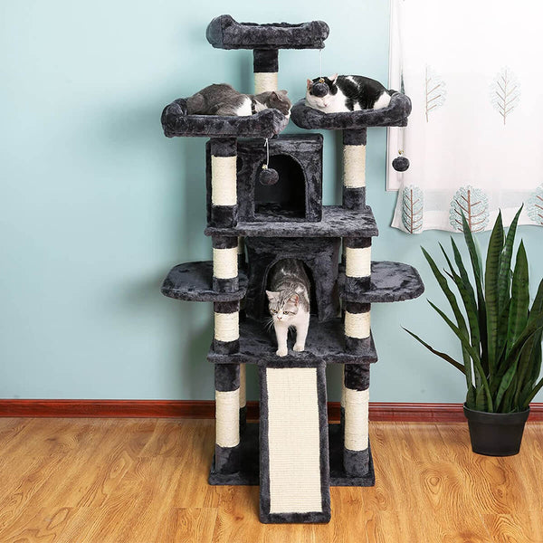 Multi-Level Cat Tree for Large Cats with Cozy Perches Stable 67 inches