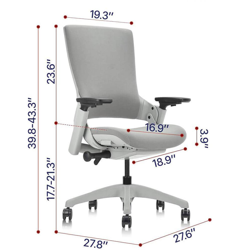Ergonomic High Swivel Executive Home Office Chair Grey Fabric Back