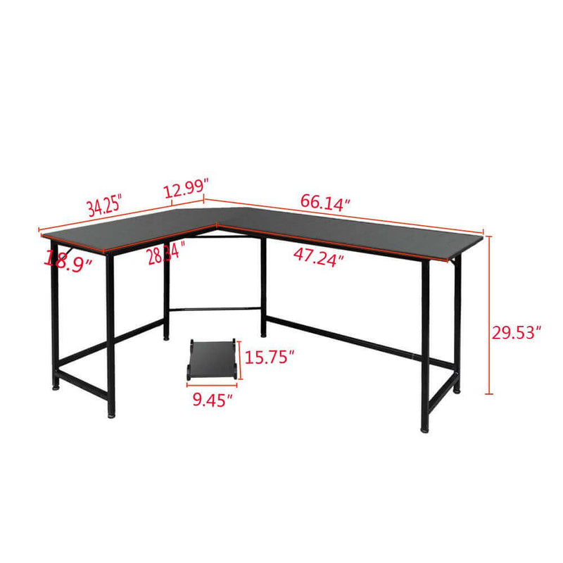 L-Shaped Desktop Computer Desk Black