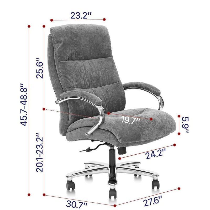 Ergonomic Big & Tall Executive Office Chair Fabric  Gray