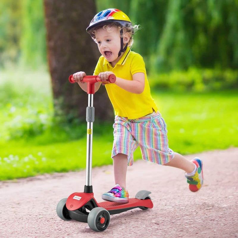Scooter for Kids, LED Light-up Scooter, Kids Scooter with 3 Wheel LED Lights Red