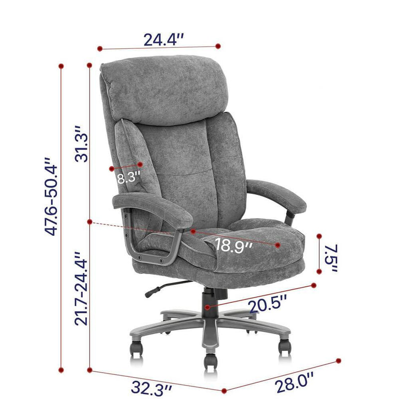 Ergonomic Big and Tall Executive Office Chair High Capacity Grey
