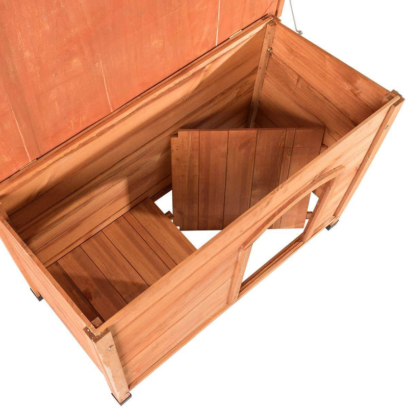 Outdoor Weather-Resistant Dog House Wooden Log Cabin Home Pet Furniture