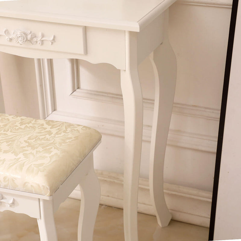 Irregular Single Mirror 3 Drawer Dressing Table White