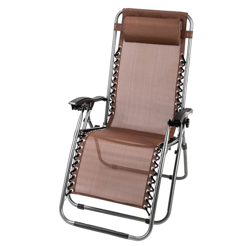 Zero Gravity Lounge Chair Brown with Portable Cup Holder Table