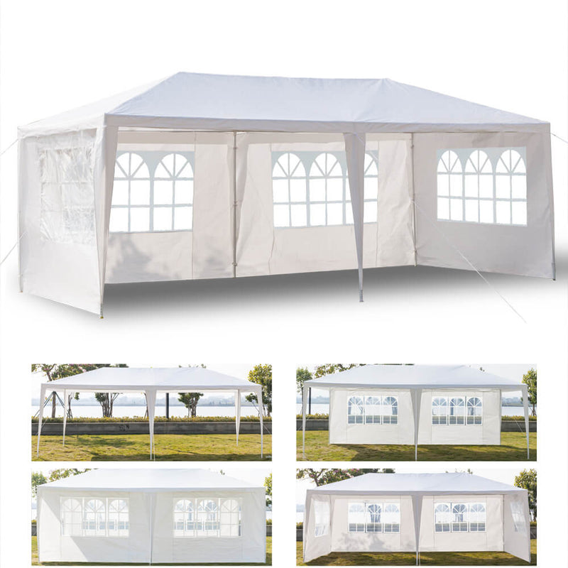 Canopy Tent 10x20 ft Outdoor Shelter Gazebos with 4 Removable Sidewalls for Wedding Beach Party Picnic, White