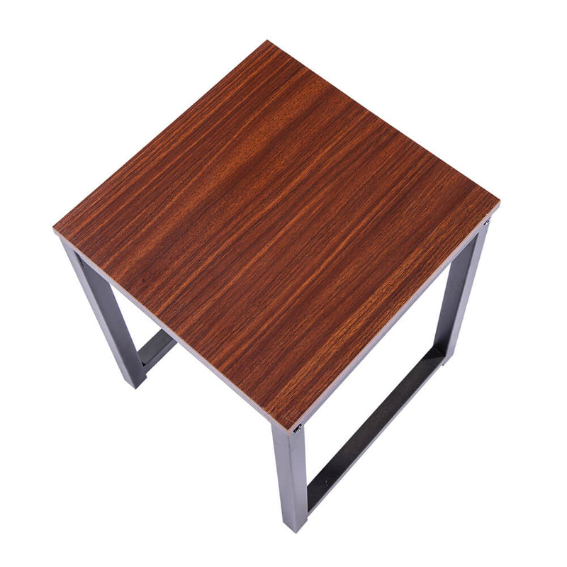 Simple Wood Grain 75cm High Three-Piece Dining Table And Chair Light Walnut Color