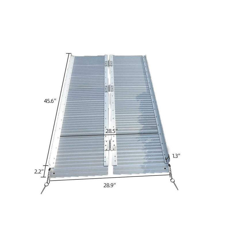 4 Ft Home Corridor Aluminum Alloy Folding Wheelchair Ramp Silver