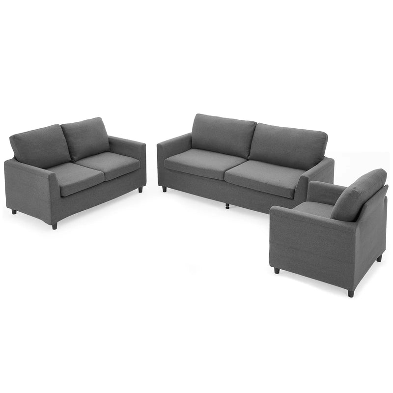 3 Piece Sofa Set for Living Room in Gray
