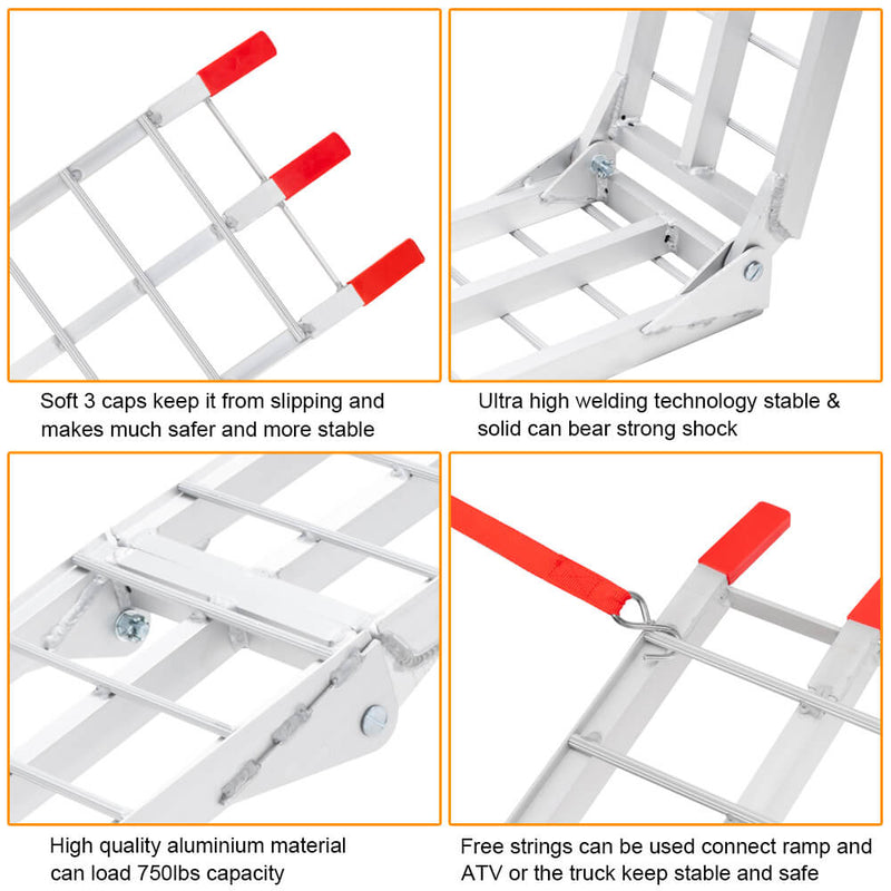 7.5ft Aluminum Foldable Motor Vehicle Loading Ramps 1 pc