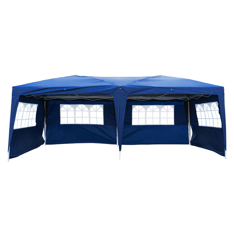 Homhum 10 x 20 ft Waterproof Folding Canopy Tent with Four Windows, Blue