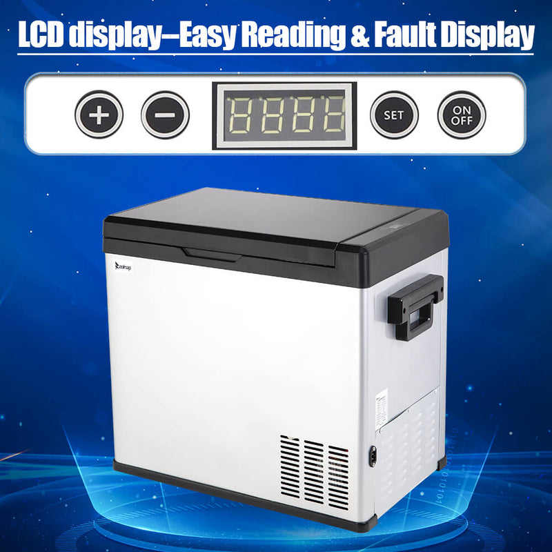 50L Compressor Touch Screen Car Refrigerator Stainless Steel Black