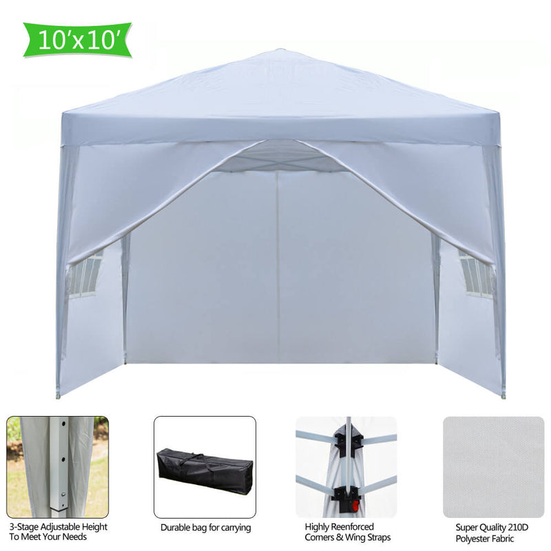Homhum Canopy Tent 10 x 10 ft Commercial Instant Canopy with Carry Bag White