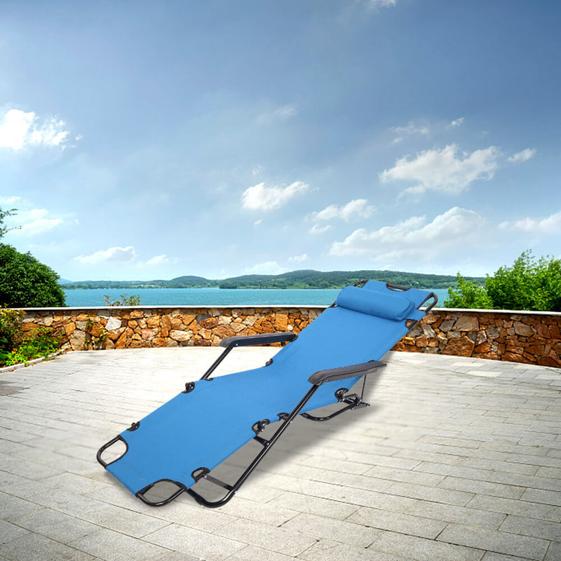 Portable Dual Purposes Extendable Folding Reclining Chair Blue
