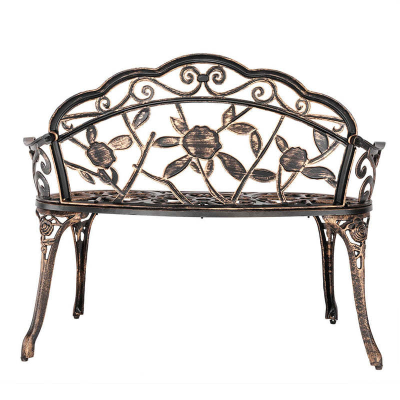 2-Seat Aluminum Outdoor Park Leisure Rose Chair 38 inches, Courtyard Decoration Bench