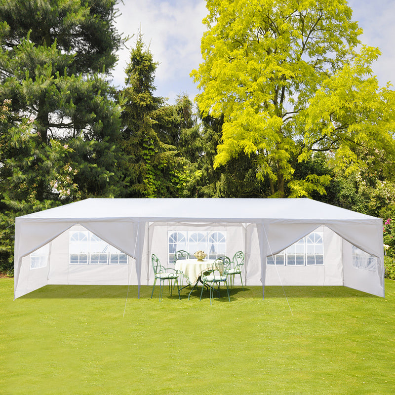 Homhum Foldable Part Canopy Tent 8 Sides with Spiral Tubes 10 x 30 ft, White